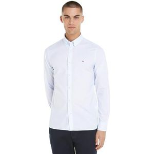Tommy Hilfiger Heren Micro Print SF Shirt MW0MW34571, L/S Shirt, Blauw, S, Blauw (Optisch Wit/Vessel Blue), S