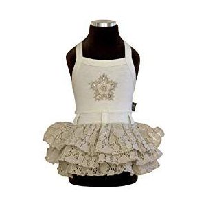 Trilly Tutti Brilli Elena Jersey jurk met balsem en bloem met Swarovski stenen beige XS