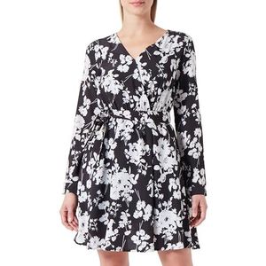 dedica Midi-jurk voor dames met bloemenprint, zwart, wit, S