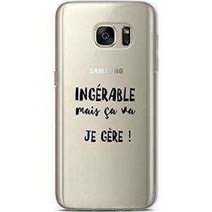 Zokko Beschermhoes voor Galaxy S7, inklapbaar, maar Ca Va Je Gère – zacht, transparant, zwarte inkt