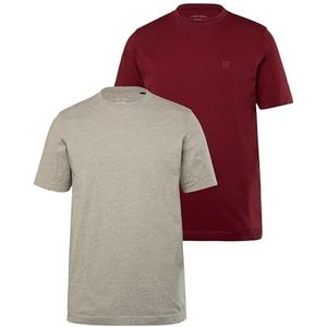 JP 1880 Herenkleding Big & Tall Plus Size L-8XL 2 Pack Essential T-shirts, maat tot 8XL 702637, Donkerrood, 4XL