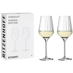 RITZENHOFF 3671002 set witte wijnglazen, 300 ml, serie sterslijping nr. 2, 2 stuks, met reliëflijn, Made in Germany