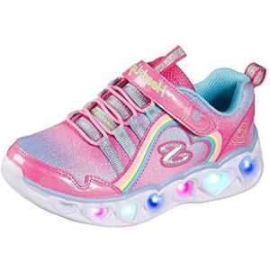 Skechers Meisje Hartverlichting Rainbow Lux Sneaker, Roze Multi Sparkle Mesh Multi, 35 EU