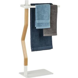 Relaxdays handdoekenrek staand - 2 armen - moderne handdoekhouder zonder boren - toilet