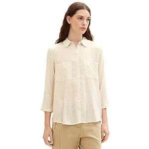 TOM TAILOR Dames blouse 1035257, 29860 - Beige White Stripe Woven, 46