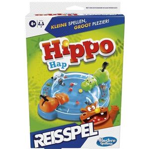 Hippo Hap-reisspel, eenvoudig mee te nemen, spel voor 2 spelers, reisspel voor kinderen, met 2 happende hippo's - Nederlandse versie