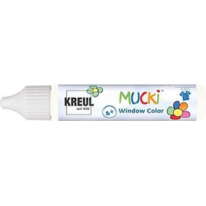 KREUL 24402 - Mucki Window Color, wit, 29 ml stift, raamverf op waterbasis, parabeenvrij, glutenvrij, lactosevrij, veganistisch, gemakkelijk te schilderen, afwasbaar