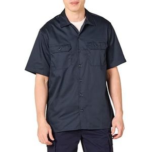 Amazon Essentials Men's Vlek- en kreukbestendig werkshirt met korte mouwen, Donker marineblauw, S