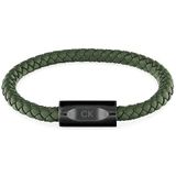 Calvin Klein Heren BOLD LEATHERS Collectie Lederen Armband Groen - 35000572, Eén maat, Leer, Geen edelsteen