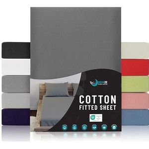 Hoeslaken - Wit - Katoen - Geschikt voor Matrassen tot 30 cm Hoog