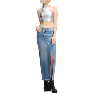 Karl Lagerfeld Jeans, Dames, Denim Maxi Rok, Regular Fit, Blauw, XS