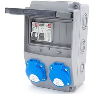 Bouwstroomverdeler - 6NO - 2 x 230 V - Met LS en FI - Bedraad