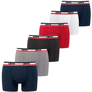 Levi's Boxershorts voor heren, verpakking van 6 stuks, blauw/rood/grijs, XL