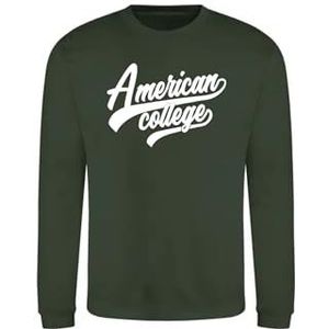 AMERICAN COLLEGE USA Sweatshirt Sweatshirt Print Warme Kleding Unisex Kinderen Jongens en Meisjes Casual Model ACSCRW1 Donkergroen 8 Jaar, Groen, 8 ans