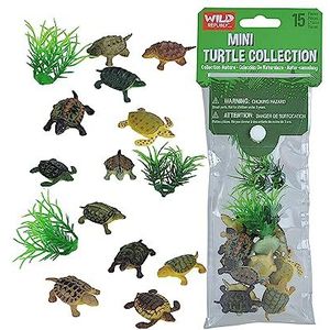 Wild Republic Polybag mini-schildpad, tas met speelgoed van de jungle, twaalf soorten jungledieren, verjaardagscadeaus voor meisjes en jongens, decoratieve dieren, cool voor interactief spel