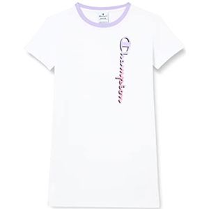 Champion Legacy C-Color Vertical Logo Jurk voor meisjes en meisjes, Wit, 5-6 Jaar