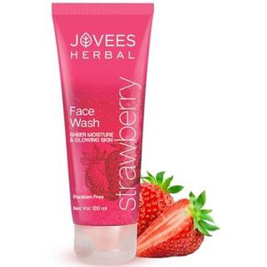 Jovees Herbal Strawberry Face Wash with Strawberry Extracts | Size: 120ml x Pack of 1 | For Normal to Dry Skin | For Women/Men | For Hydrating & Glowing Skin | Paraben Free | Deep Cleanses Skin