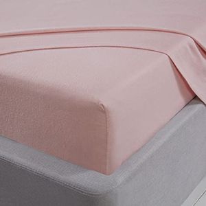 Sleepdown Hoeslaken 100% geborsteld katoen flanel luxe beddengoed zacht gezellig 25cm 10"" beddengoed beddengoed - blush roze - dubbel