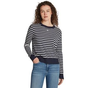 Tommy Jeans TJW Essential Crew Neck Sweater DW0DW17254 Pullover Sweater, Blauw (Navy/White Stripe), L, Blauw (marine/witte streep), L