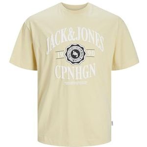 JACK & JONES JORLUCCA Branding Tee SS Crew Neck, Italian Straw, XS