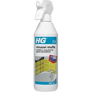 HG Spray schimmelverwijderaar voor muren, siliconen afdichtingen, douchetegels, sauna en vloer, verwijdert schimmel, algen en schimmels, 500 ml (186050108)