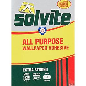 Solvite Multifunctionele behanglijm, betrouwbare lijm voor behang, multifunctionele lijm met langdurige resultaten, behangpasta hangt tot 20 rollen (2 x 10 rolzakjes)