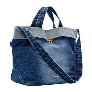 Desigual Dames PRIORI LITU Accessoires Denim Shopping Bag, Blue, blauw