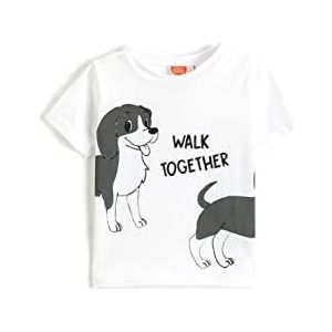 Koton Babyboys T-shirt met korte mouwen en ronde hals, Ecru (002), 18-24 Maanden