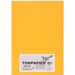 folia 6416 - gekleurd papier donkergeel, DIN A4, 130 g/m², 100 vellen - voor het knutselen en creatief vormgeven van kaarten, raamafbeeldingen en scrapbooking