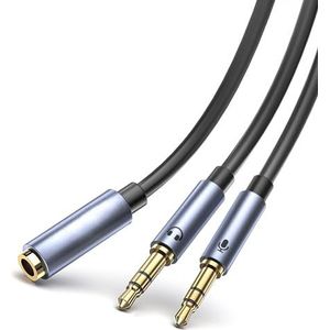 Tymyp Audio-splitter, koptelefoonadapter, audio-splitter, headset splitter 0,3 m (double 3,5 mm mannelijk naar 3,5 mm vrouwelijk) headset-adapter 1 op 2 jack voor hoofdtelefoon, headset, laptop, pc