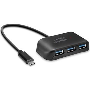 Speedlink SNAPPY EVO 4-poorts USB-hub - passieve USB-C 3.1 Gen 1 hub met 3x USB-A en 1x USB-C voor snelle gegevensoverdracht tot 5 Gbit/s, aansluiting via USB-C, zwart