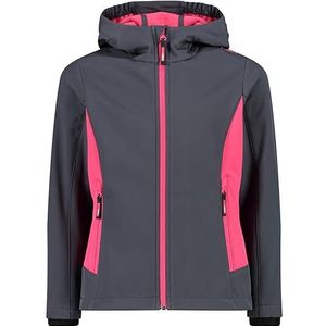 CMP - Softshelljas voor kinderen met vaste capuchon, titanium-fuchsia, 98