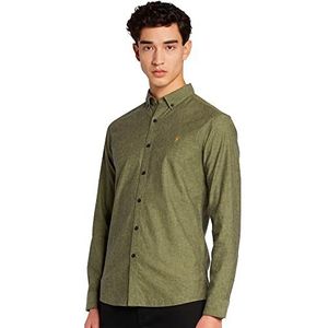 Farah Steen Slim Fit overhemd van geborsteld katoen voor heren, Sage Groen, L