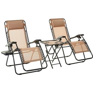 Amazon Basics relaxstoel met bijzettafel Beige