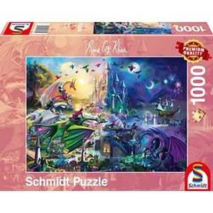Schmidt Spiele 57585 Rose Cat Khan, nachtelijke drakenwedstrijd, puzzel met 1000 stukjes, normaal