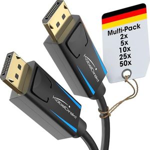 KabelDirekt – 4K & 8K DisplayPort Kabel, 240Hz – 5x 2m – Verkrijgbaar in 1m-5m – DP Kabel voor alle DisplayPort-aansluitingen (DP 1.4, bereikt 8K@60Hz op pc’s, laptops, gaming-monitoren)