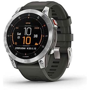 Garmin EPIX 2 - Multisport GPS-horloge met AMOLED-touchscreen, superieure functies, hartslag, kaarten en muziek, zilvergrijs, TU EU