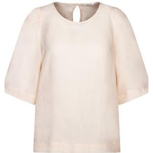 Seidensticker Dames Shirtblouse - Fashion Blouse - Regular Fit - Ronde hals - Korte mouwen - 100% linnen, beige, 54 NL