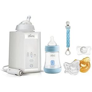 Chicco Perfect 5 starterset voor borstvoeding, kinderen, anti-color babyfles, clip, flessenwarmer, rubber, lichtblauw