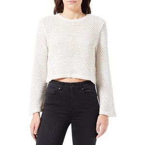 Koton Crochet Crew Neck Long Sleeve Crop T-shirt voor dames, ecru(010), L