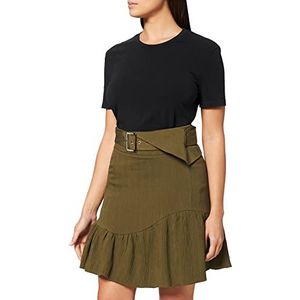 IPEKYOL Dames High Waist Getextureerde Stof Rok, L.Kaki, 38