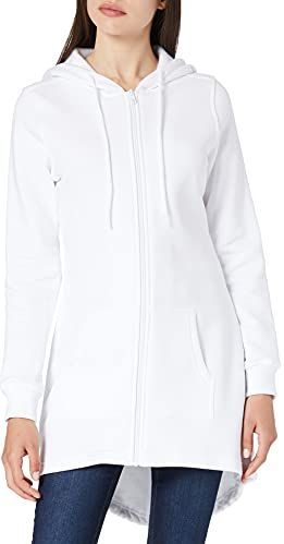 Build Your Brand Hoodie - Wit - Dames met Ritssluiting en Capuchon