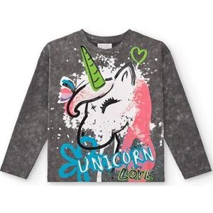 Tuc Tuc Grijs T-shirt met eenhoorn-opdruk voor meisjes, collectie Crazy Feelings, maat 7 jaar