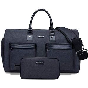 Converteerbare kledingtas met schouderriem, MODOKER Carry on Garment plunjezak voor mannen en vrouwen - 2 in 1 hangende koffer pak reistassen, gitzwart, 45L DUFFEL BAG, zacht