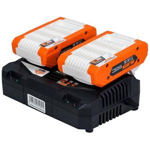 RURIS - Set 2 accu's + dubbele oplader Alfa Up 4444E – krachtige batterijen van 20 V en 4 Ah met snellader