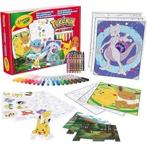 Crayola - Pokémon 5-in-1 Creatieve Set, met Kleurplaten, Markers, Kleurpotloden, Stickers, 60 stuks, Gift voor jongens en meisjes, vanaf 4 jaar - 04-2924