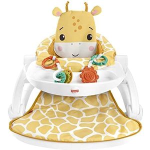 Fisher-Price Draagbaar Babystoeltje met bakje voor snacks, BPA-vrij bijtspeeltje en een klikker, zacht giraffekussentje, Zittend Spelen Vloerstoeltje