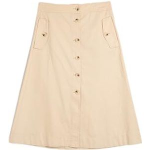 Koton Dames Midi A Button Detail Linen Mixed Rok, beige (063), 34