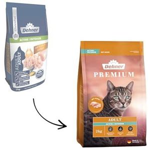 Dehner Premium kattenvoer, droogvoer, actief/outdoor volwassenen, kip, 2 kg