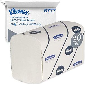 Kleenex handdoeken, (interfold, laag, middel), 30 pakjes x 124 doekjes, 1 x 30 stuks, 30 Stuk, wit, 3720